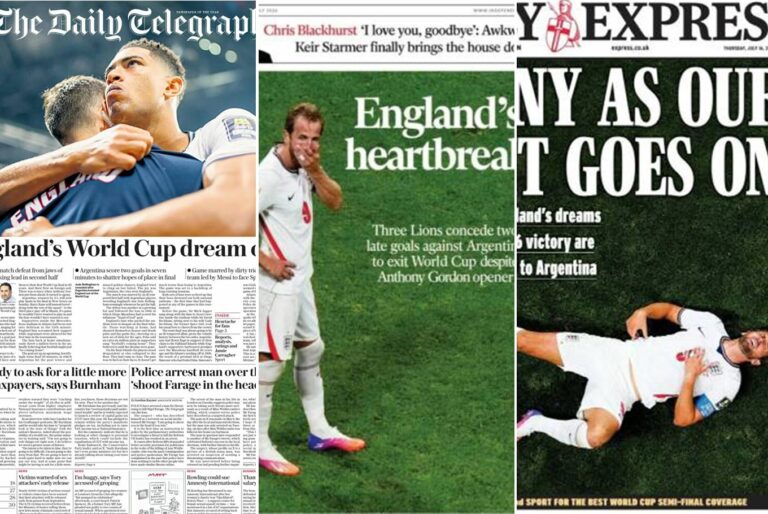 La reacción de los diarios de Inglaterra tras la derrota ante Argentina