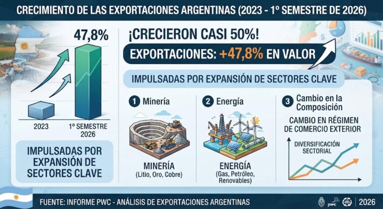 Las Exportaciones Argentinas Aumentan un 50% Impulsadas por Minería y Energía